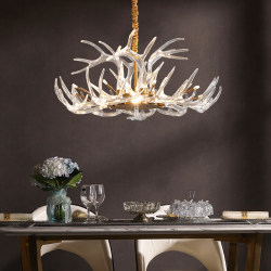 Living Room Chandelier, Post-Modern Light Luxury Luminous Lamp Arm, Creative Antler Bedroom, Grand Villa Designer French-Style Lighting Fixtures