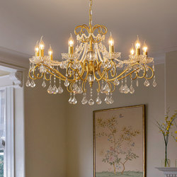 Vintage Crystal Chandelier Pearl Living Room Lamp Light Luxury Master Bedroom Simple American Art Dining Room New French Bedroom Lamp