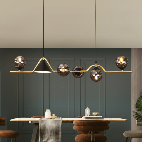 2021 New Restaurant Chandelier Modern Minimalist Rectangular Dining Table Dining Room Bar Nordic Minimalist Light Luxury Internet Celebrity Lamp