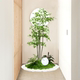 Indoor Artificial Plant Landscaping for Entryway Corners, Green Plant Decoration, Nandina Landscape Arrangement, Dining Room and Office Decor