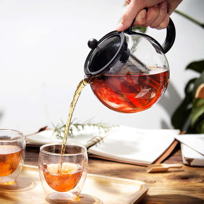 bodum Bolton flutter glass teapot for home office heat resistant filter tea thickened bubble black tea flower tea suit-Taobao