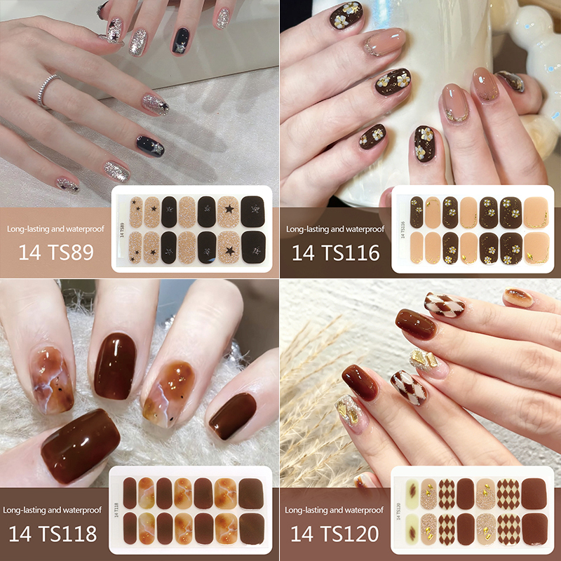 5D Stereo No-Bake Gel Nail Stickers French Manicure Full Cover Self-Adhesive Wearable Nail Polish Film Decals