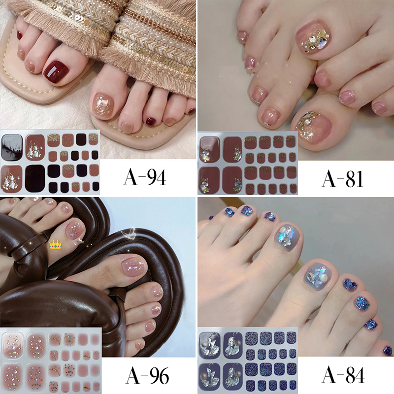 Summer 3D Stereo Toenail Stickers, Popular Online, Whitening, Waterproof, Long-Lasting, Removable Nail Polish Film, Full Toenail Stickers