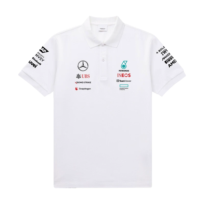 2024 AMG Mercedes Polo shirt F1 Hamilton short-sleeved business casual cotton blended Polo shirt 4S store team uniform