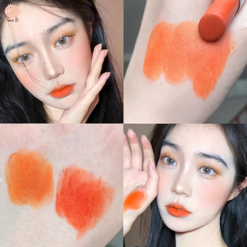 Positive orange lipstick velvet moisturizing dirty orange Abao cream orange carrot color orange bright orange yellow pumpkin does not fade