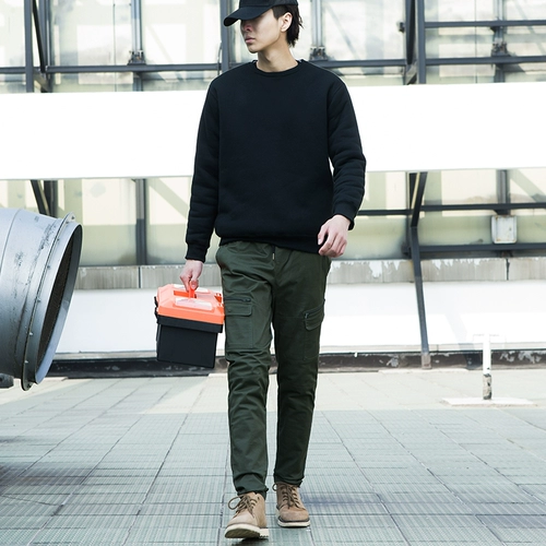 Модные штаны, износостойкий приталенный рабочий комбинезон, осенние, в корейском стиле