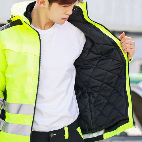 Демисезонный удерживающий тепло светоотражающий пуховик для работы, безопасная съемная куртка