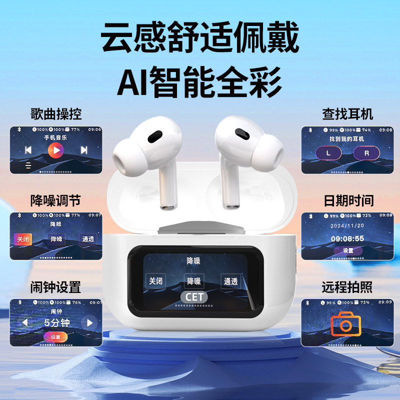 Bluetooth Wireless Headphones Semi-In-Ear Active Noise Reduction Level 4 and 6 Hearing Fm Radio Hifi High Sound Quality