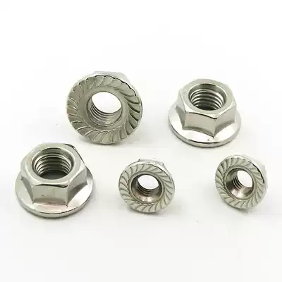 304 201 stainless steel hexagonal flange nut non-slip toothed screw cap DIN6923 lock nut M3-M16