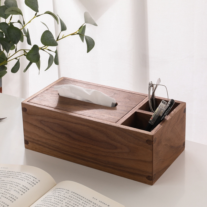 Removable toilet paper box black walnut solid wood light luxury tissue box bedroom living room home creative coffee table dining table wooden toilet paper box