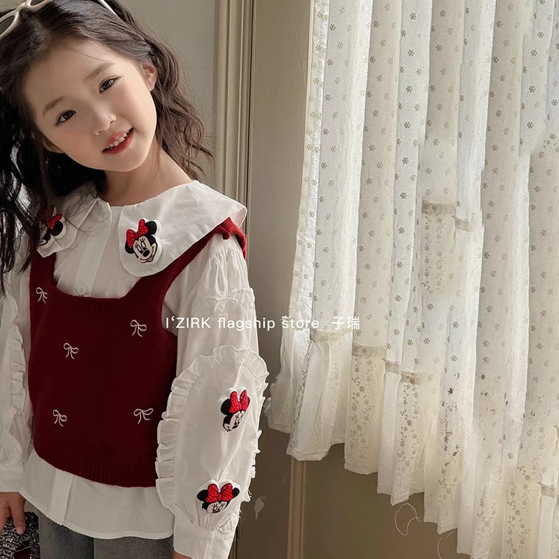 ガールズカレッジスタイルスーツ春と秋 2025 新しいスタイル少女インターネット有名人ベスト子供の春服シャツ服