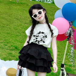 Girls' Skirt Set Spring and Autumn 2025 New Style Girls' Big Kids Summer Stylish Skirt Children's Summer Dress Cake Skirt