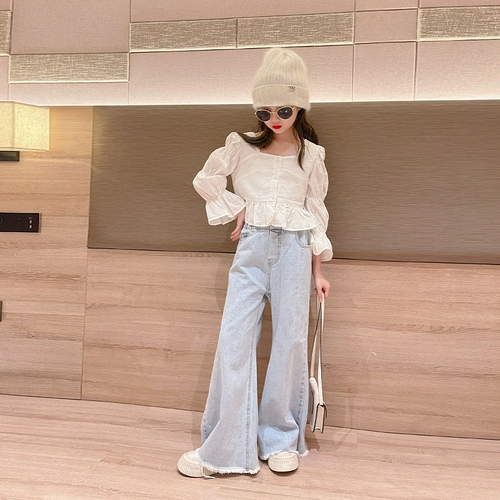 Летний комплект, детские джинсы, в западном стиле, подходит для подростков, популярно в интернете