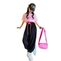 Street dance childrens trendy clothes cool suits summer girls jazz clothes big childrens performance clothes girls hip-hop dance clothes