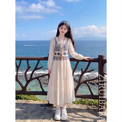 Girls' Dresses 2026 New Summer Beach Vacation Dresses for Junior High School Girls Bohemian Style Suit Dresses — 2