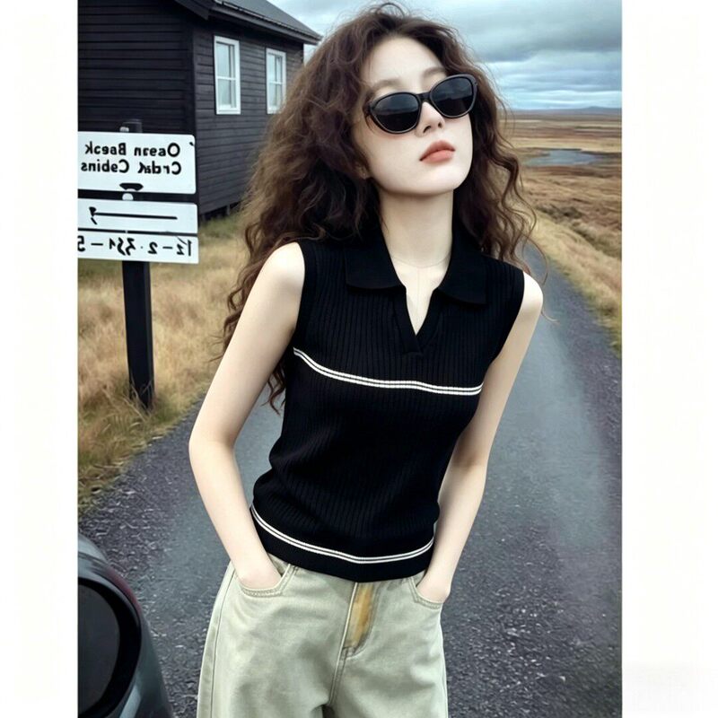 Spyb Korean Style Simple Casual Workwear Versatile Sleeveless Vest for Women Summer New Fashion Age-Reducing Top