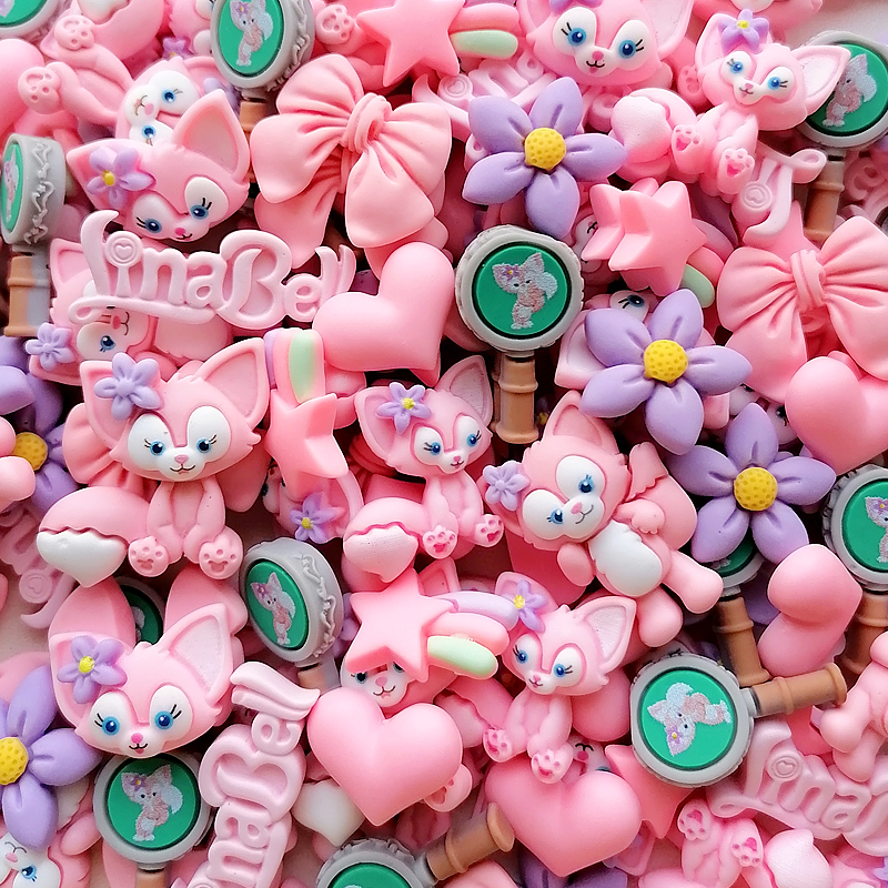 diy handmade cream glue hairpin phone case lingnabell pink fox resin jewelry material accessories