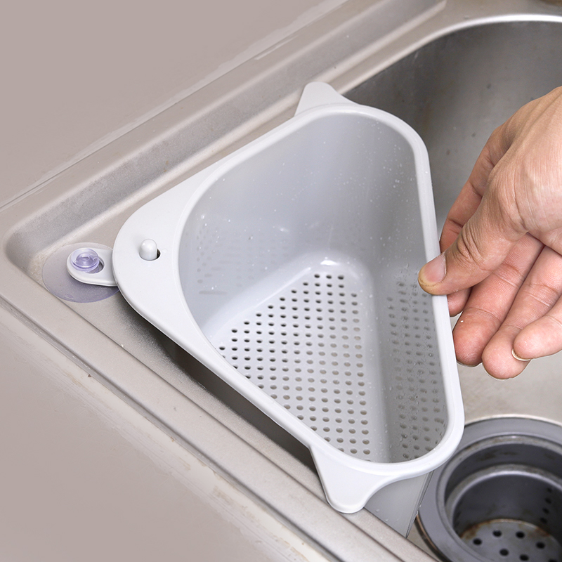 Kitchen sink drain basket wash vegetables load fruit basin triangle residual garbage filter basket dishwashing sink storage basket rack