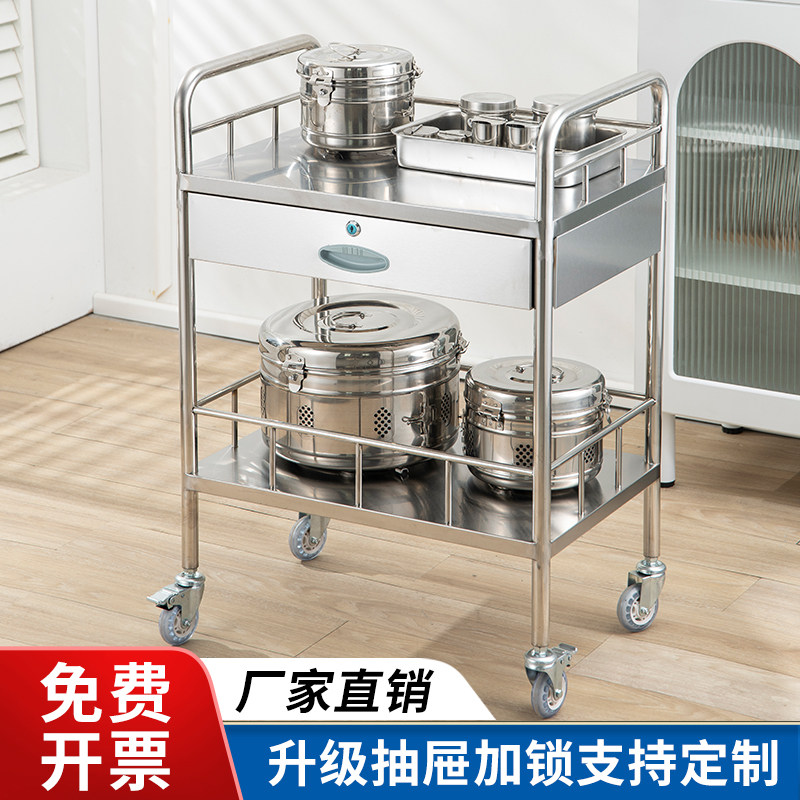 医用推车不锈钢治疗车医院置物架小推车美容院医疗移动手推车带轮