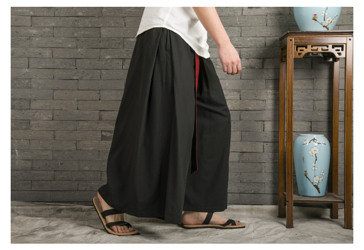 Quần mùa hè phong cách Trung Quốc quần nam chín quần rộng cộng với phân bón XL cotton ống rộng quần thun thun thun quần - Quần làm việc shop quần áo nam