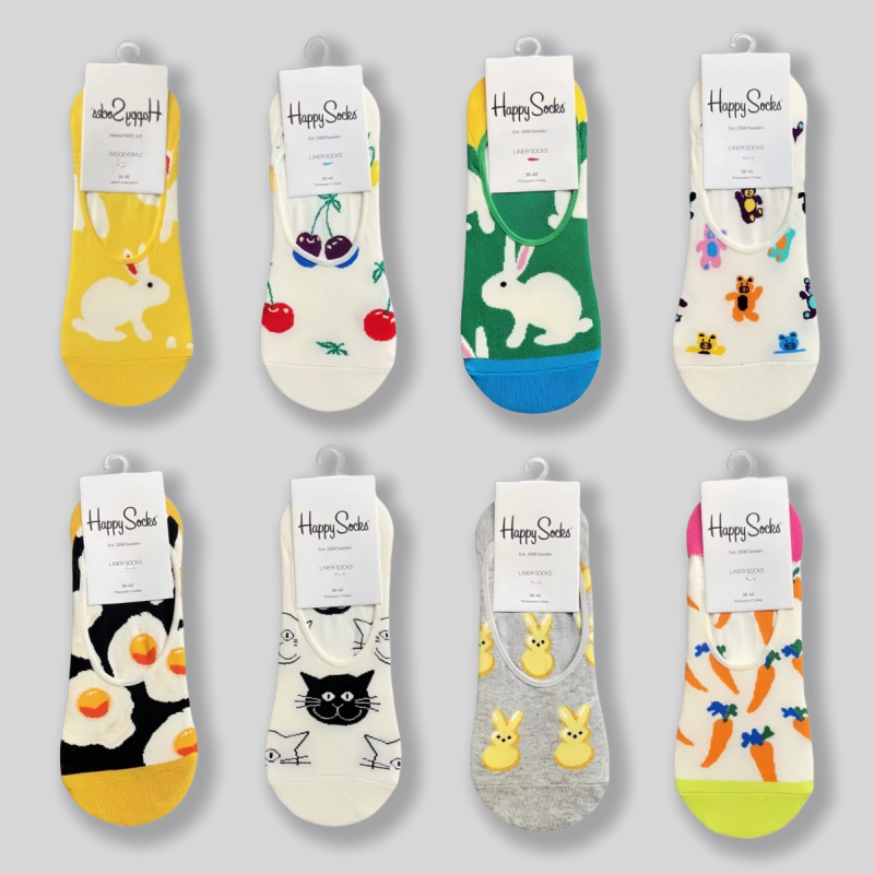 Happy Socks Popular Summer Women's Socks, Invisible Socks, Low-Cut Socks, Non-Slip Trendy Socks, Cartoon Thin Socks, Versatile