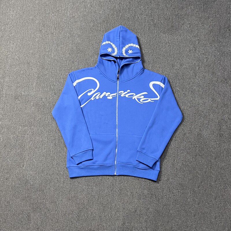 Carsicko Full Zip Hoodie Fleece Zip-Up Jacket Printed Loose Hooded Sweatshirt Hoodie Carsicko Full Zip Hoodie Fleece Zip-Up Jacket Printed Loose Hooded Sweatshirt Hoodie