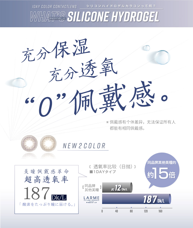 【日本直郵】宋妍霏同款 Larme 矽水凝膠日拋美瞳 10枚 Crystal Beige 星河水晶棕(棕色系) 著色直徑13.0mm 預定3-5天日本直發 度數0