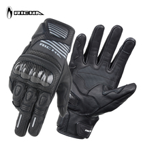 Rhia leather carbon fiber shell protective locomotive sheepskin gloves breathable touch screen motorcycle riding spring and summer