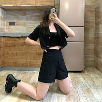 Wide-leg suit shorts womens large size fat mm2020 summer new high waist thin loose hot pants