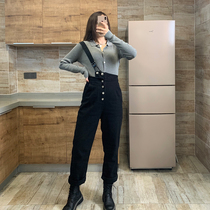 Julu Studio 2020 early autumn high waist straight fat mm jeans womens trendy denim overalls loose and slim