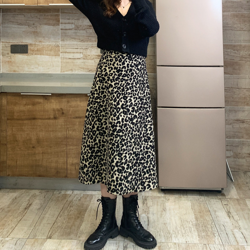 Julu slightly fat custom 2021 autumn and winter new high waist BAO WEN skirt women's new retro mid-length A-line skirt
