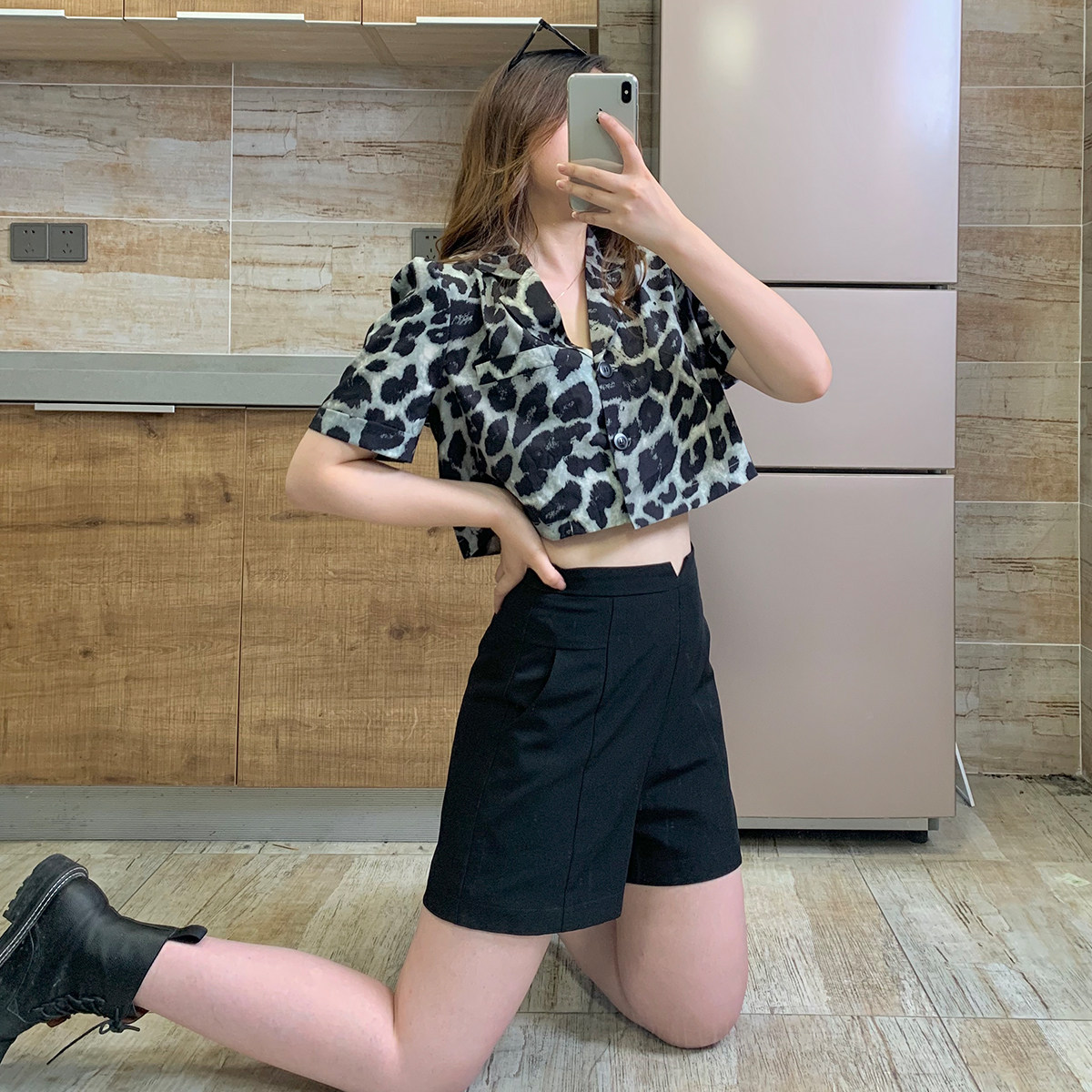 Julu slightly fat custom new short-sleeved BAO WEN shirt women's summer loose and thin French retro puff sleeve top