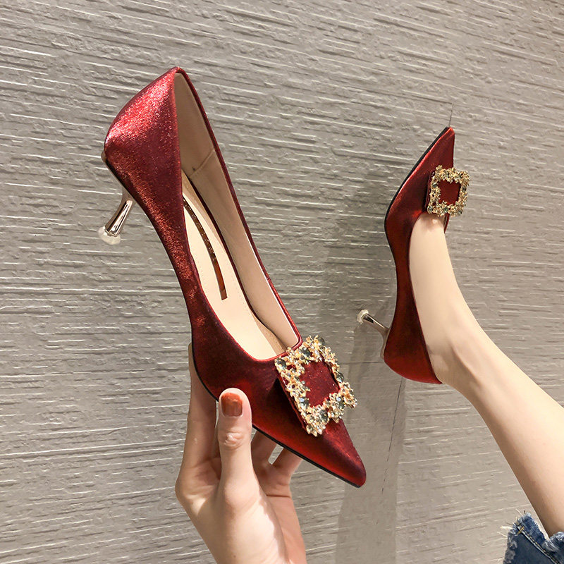 Temperament small fragrance style single shoes women's 2020 new bridal wedding shoes can be worn every day with all-match high heels women's stilettos