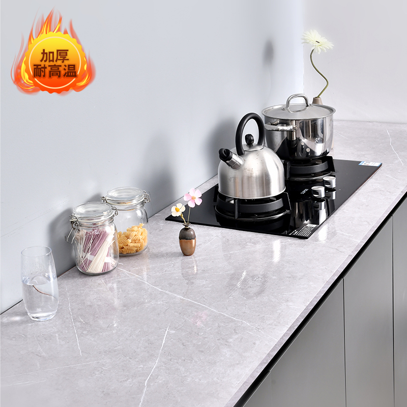 Gas furnace oil-proof sticker desktop high temperature self-adhesive marble gray tile waterproof renovation thickened film