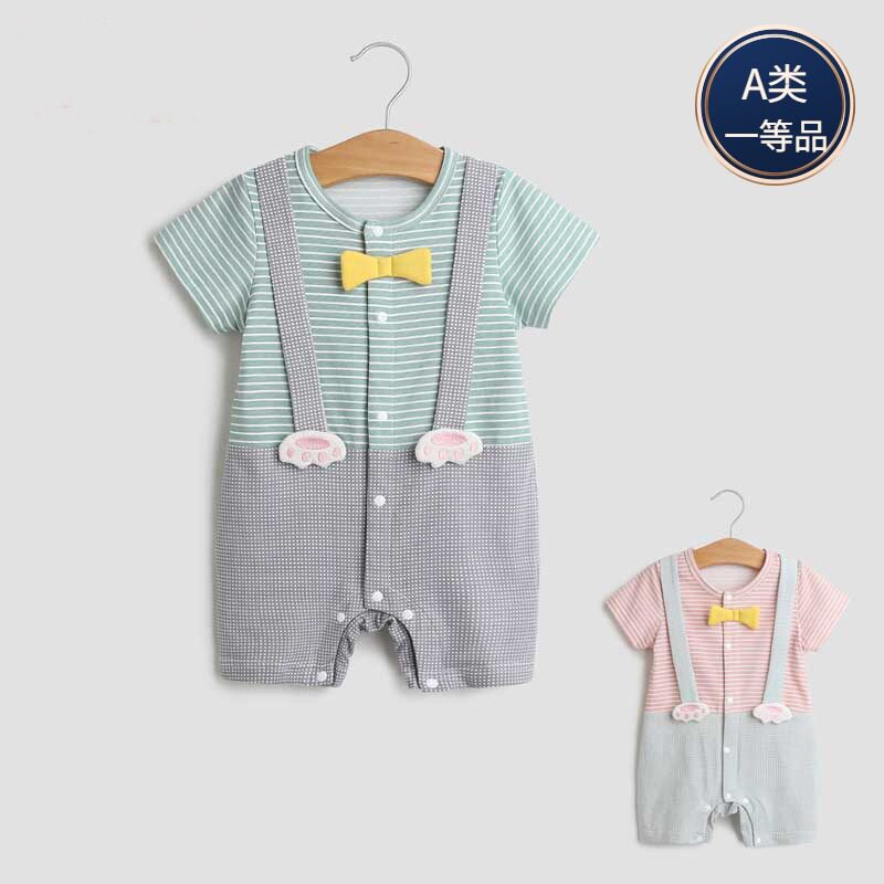 Baby clothes Summer clothes men's pure cotton ultra-thin Harvest three 45 67 Eight months Baby one-piece clothes Summer