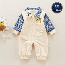 Giraffe Male Baby Baby Spring Autumn style Fashion Gentleman Gown Full Moon Catch of the Spring and Autumn Season Out Khaclothes