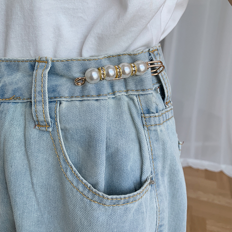 Korea Cashew cashiers pants Don't needle waist circumference change small fixed clothes brooch upscale women's anti-walking light buckle change pants around