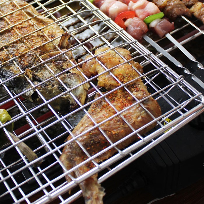 Barbecue Mesh Clip Plate Grate Supplies Tools Anti-Burn Home Roast Beef Steak Food Entrainment With Handle Thickening Accessories