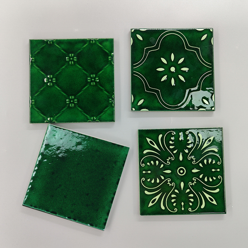 Otai Retro Mexican Green Ice Crack Handmade tiles Nordic kitchen toilet wall tile bar small floral tile