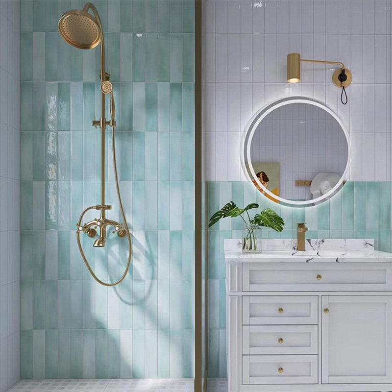 Otai Light Green Asymptotic Strip Brick Mesh Red Makeup Room Tile Nordic Light Blue Kitchen Bathroom Wall Brick