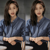 Thumping again star Wang Ziwen same style 22 spring all-match temperament shirt Korean version loose and thin casual top