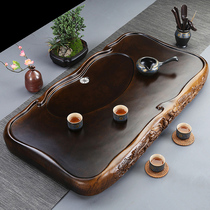 Ebony tea tray Solid wood carved double dragon play beads simple household tea sea large thickened drainage small tea table tea set
