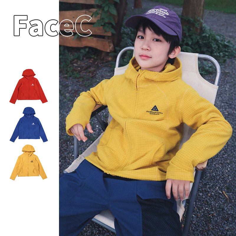 Facec Mountain-Style Outdoor Fleece Boys' Jacket 2026 Autumn and Winter New Style Medium and Large Children's Zipper Hooded Cardigan for Warmth