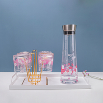 Cherry blossom Cup girl creative household glass hot water color blooming cute trend set living room Net Red