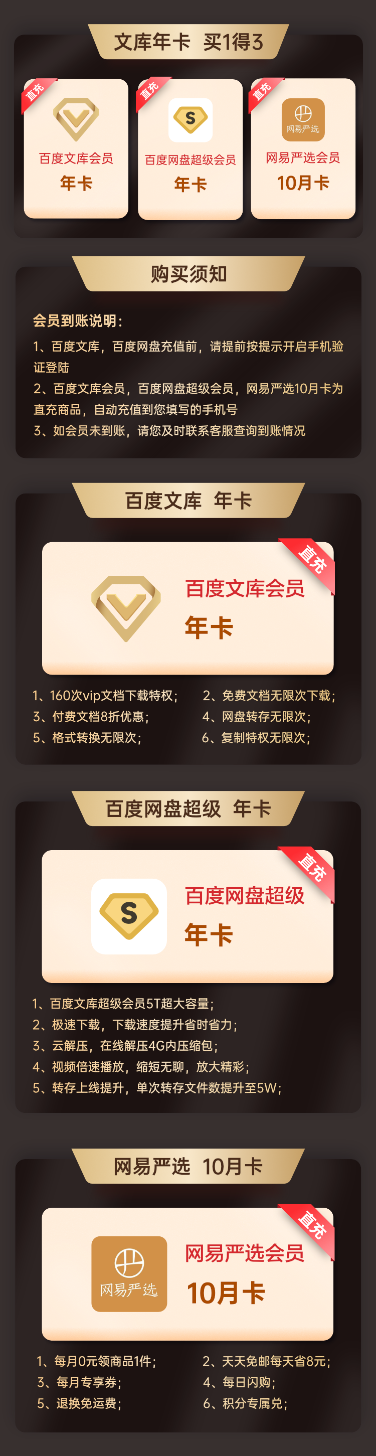 百度网盘超级会员年卡+百度文库vip年卡+网易严选10月卡 图1