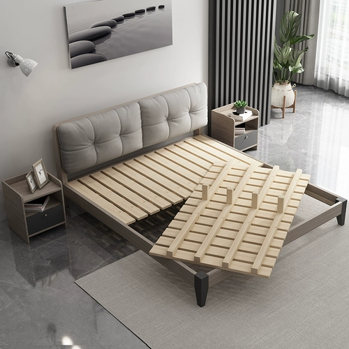 Кровать с твердым деревом Light Luxury European 1,5 -метровая двуспальная кровать 1,8 м главная спальня дома мягкая мешка кровать Экономичная и простая 1,2 односпальная кровать