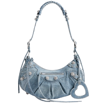 BALENCIAGA LE CAGOLE Womens Small Denim Shoulder Bag