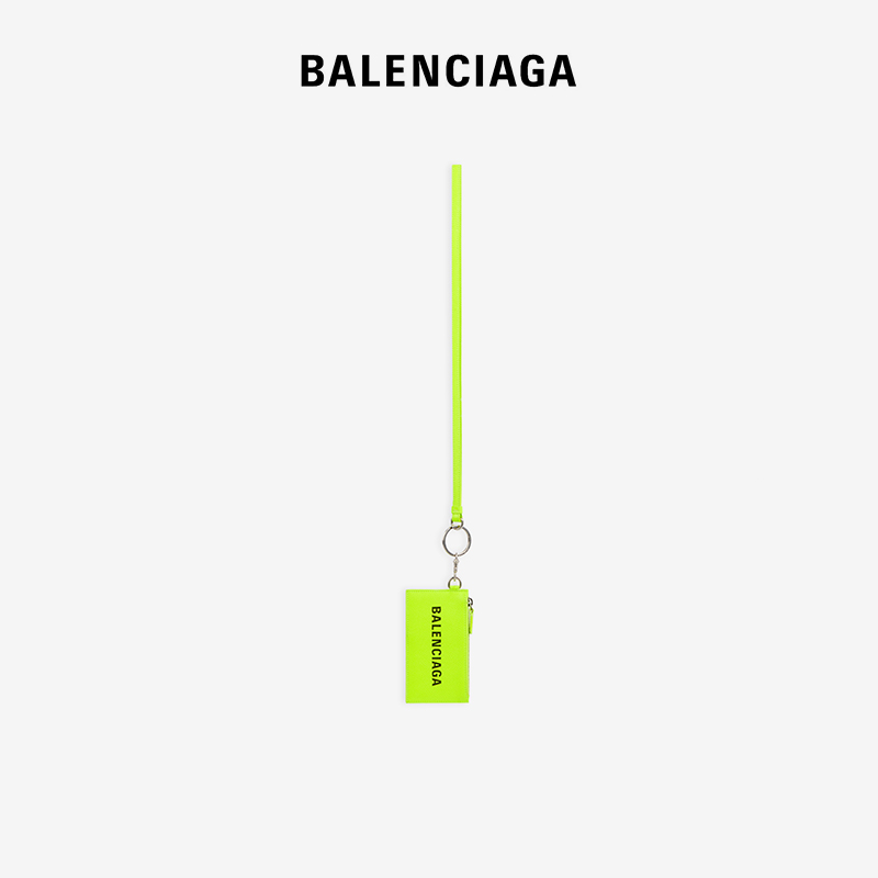 BALenciaga Paris Shijia CASH men's brand logo Grain Noodle Bull Leather Key Ring Card Clip