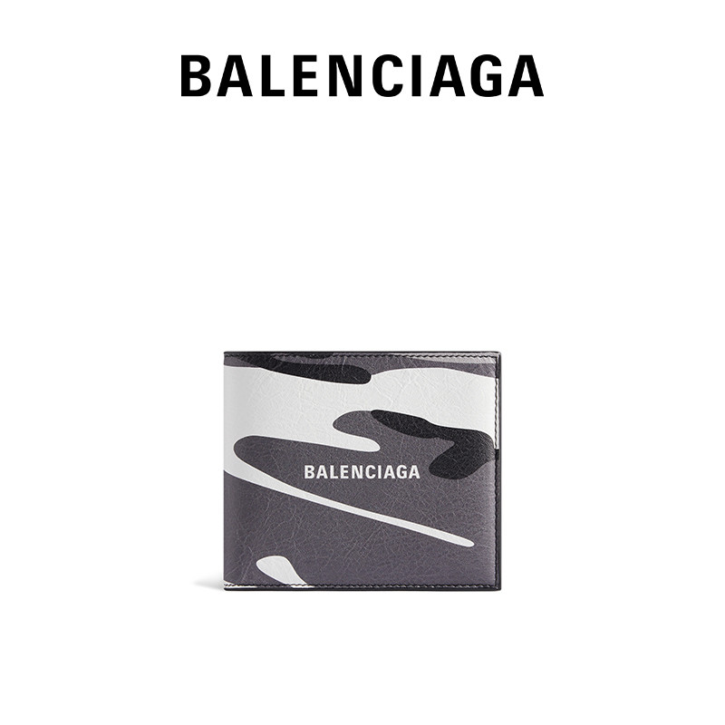 BALenciaga Paris Shijia 23 Winter New Pink CASH men's camouflay printed square folding wallet-Taobao