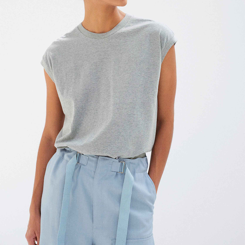 (Replenished Stock) in Stock Auralee Classic Seamless Short-Sleeve/ Sleeveless Solid Color T-Shirt Top, Comfortable